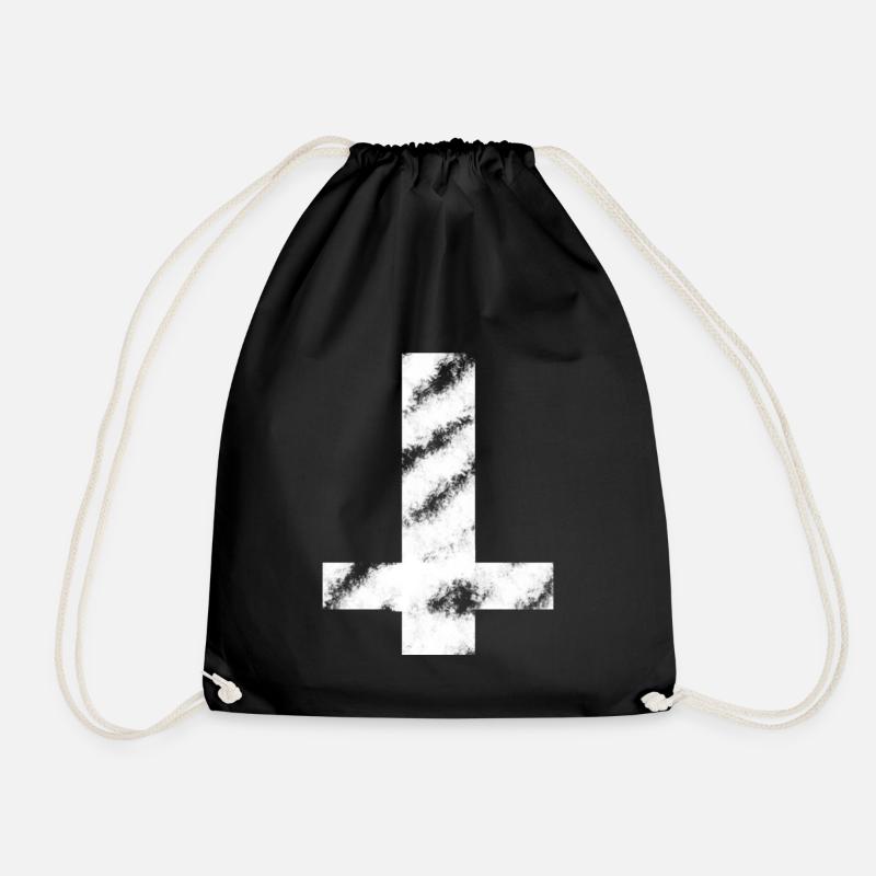 Inverted Cross - Drawstring Bag - black