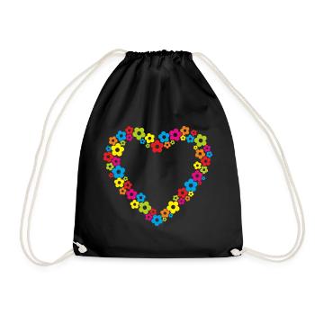 Cadeau coloré coeur fleur de puissance des années 70 - Sac de sport léger - noir - Devant