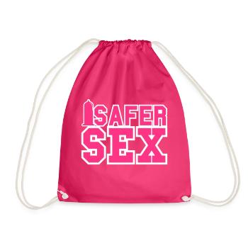 Safer Sex / Kondom / Condom / HIV / AIDS 2c - Turnbeutel - Fuchsia - Vorne