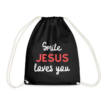 Jésus t’aime sourire Faute de frappe - Sac de sport léger - noir - Devant