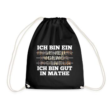 Ingenieur Ich bin gut in Mathe Geschenk - Turnbeutel - Schwarz - Vorne