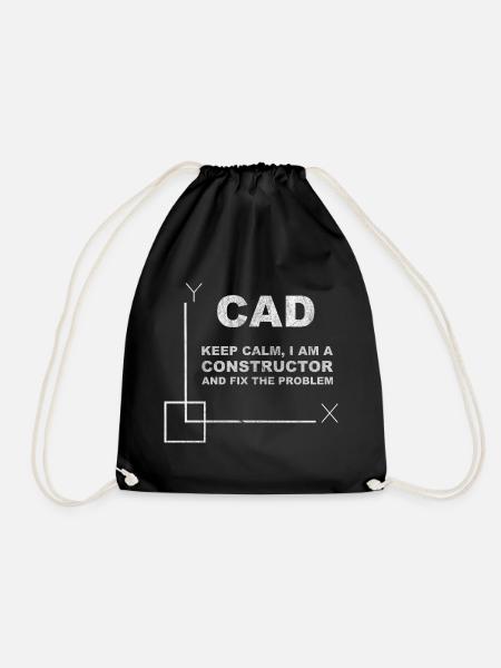 CAD Keep Calm Constructor Engineering - Drawstring Bag - black