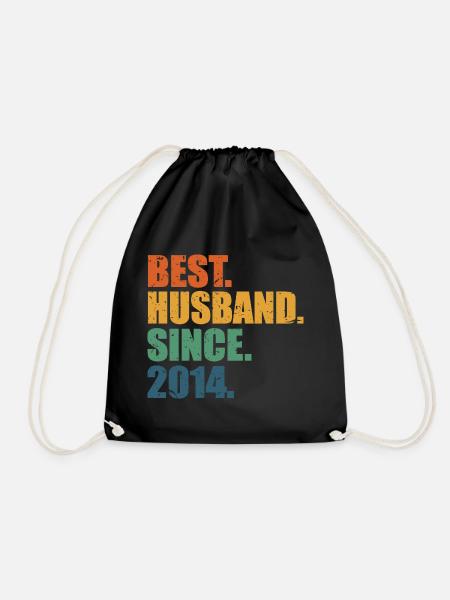 Best Husband Since 2014, 9 Years Anniversary Gift - Drawstring Bag - black