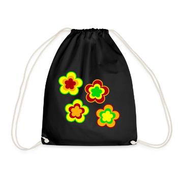 70s Flower Pattern - Drawstring Bag - black - Front