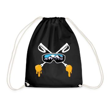 Ski and Savoyard fondue Mountain Skier gift - Drawstring Bag - black - Front