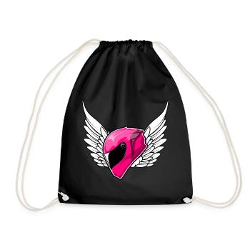 Motorradfahrerin motorradhelm pink - Turnbeutel - Schwarz - Vorne