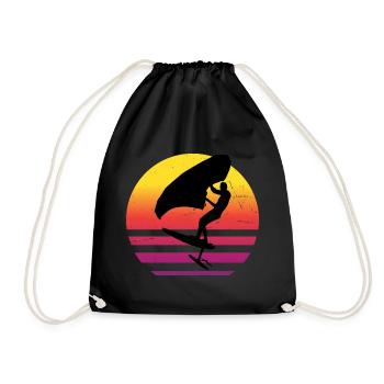 wingfoil women foilwing wingsurfen hydrofoil - Drawstring Bag - black - Front
