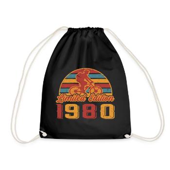 Cyclist Cyclists Birthday 1980 - Drawstring Bag - black - Front