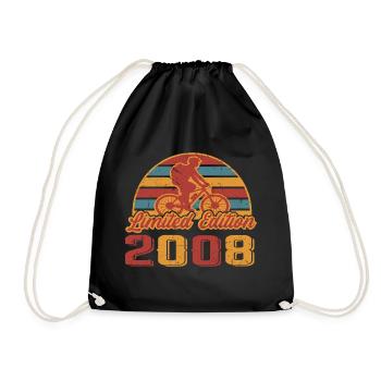 Bicycle Bike Cyclist Birthday Year of construction 2008 - Drawstring Bag - black - Front