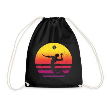 Volleyballspieler Damen Herren Volley Volleyball - Turnbeutel - Schwarz - Vorne