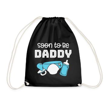 Pregnant Baby Mother Infant T-Shirt Mama Daddy - Drawstring Bag - black - Front