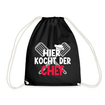 Hier Kocht Der Chef - Turnbeutel - Schwarz - Vorne