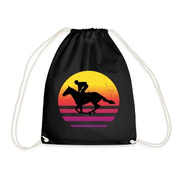 Women's Dressage Hunting Equestrian Riding - Drawstring Bag - black - Front