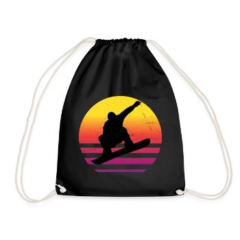 Damen Snowboarder Wintersport Snowboarding - Turnbeutel - Schwarz - Vorne
