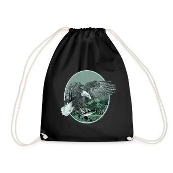 Eagle Eagle Motif Bald Eagle Hunting Fishing - Drawstring Bag - black - Front