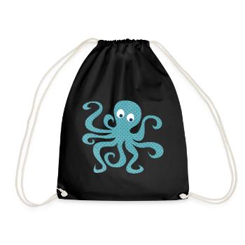 Oktopus Tintenfisch Punkte Kinderzimmer Meer Ozean - Turnbeutel - Schwarz - Vorne