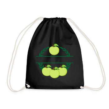 Apples in laurel wreath green apples - Drawstring Bag - black - Front