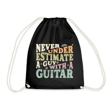 Never underestimate a Guy with a Guitar - Drawstring Bag - black - Front