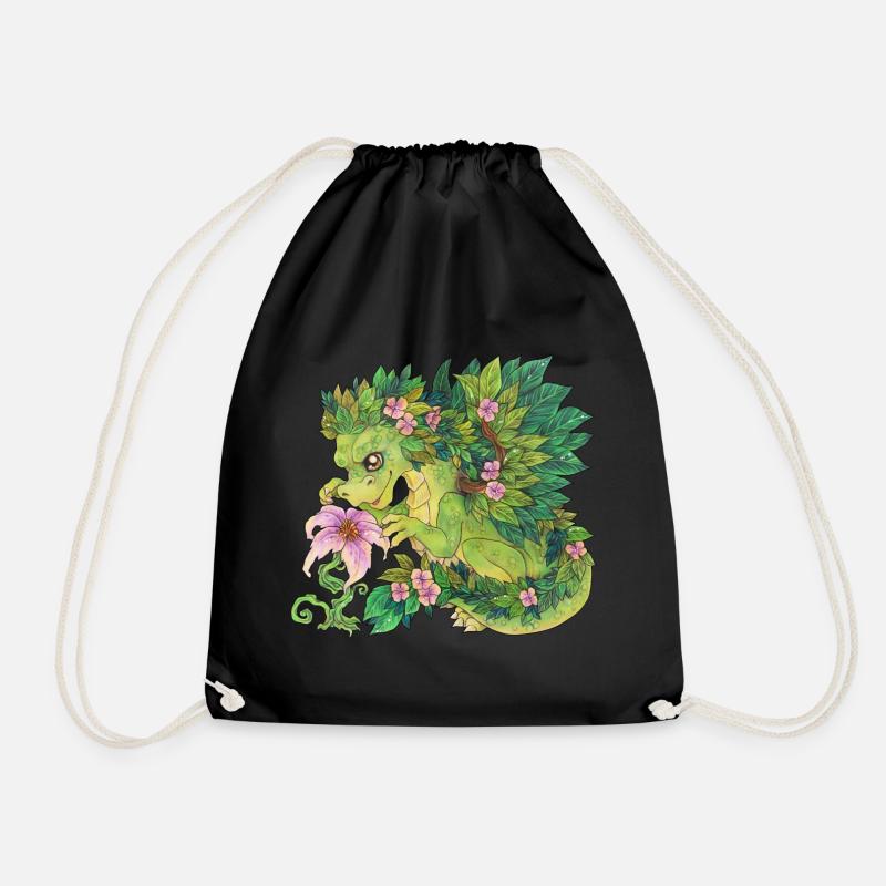 Niedlich Drache Phantasie Mythologie Pflanze Blume - Turnbeutel - Schwarz