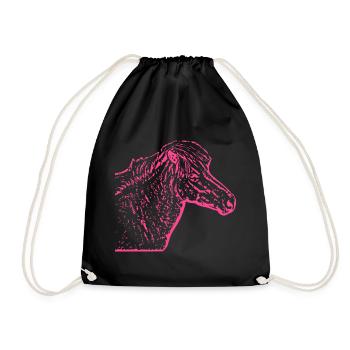 Pferd rosa pink - Turnbeutel - Schwarz - Vorne