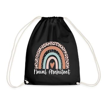Naval Architect Rainbow Leopard Funny Naval - Drawstring Bag - black - Front