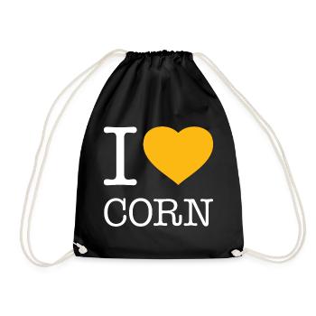 I LOVE CORN Mais - Turnbeutel - Schwarz - Vorne
