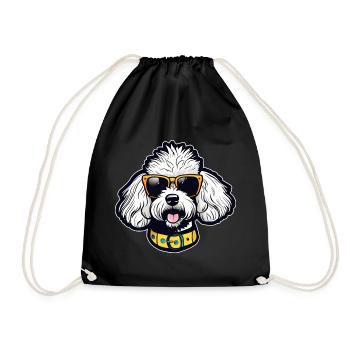 Cool poodle with sunglasses - Drawstring Bag - black - Front