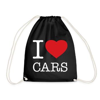 I LOVE CARS Car - Drawstring Bag - black - Front