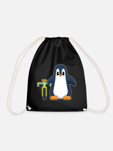 Pinguin Fahrrad - Turnbeutel - Schwarz