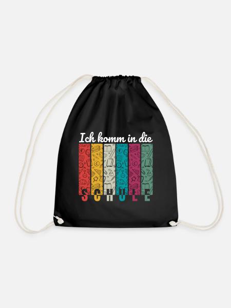 Fröhliches Einschulungs-Design für Kinder - Turnbeutel - Schwarz