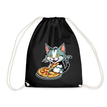 Le chat adore la pizza - Sac de sport léger - noir - Devant