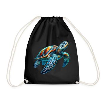 Turtle - Drawstring Bag - black - Front