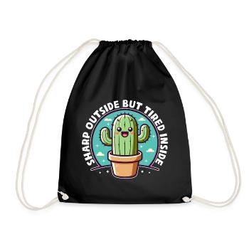 SHARP OUTSIDE BUT TIRED INSIDE - Drawstring Bag - black - Front