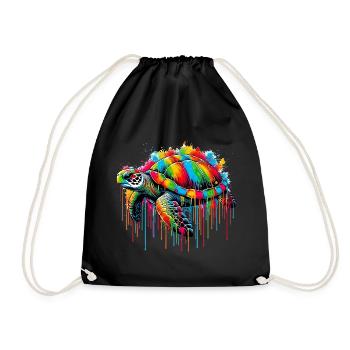 Turtle - Drawstring Bag - black - Front