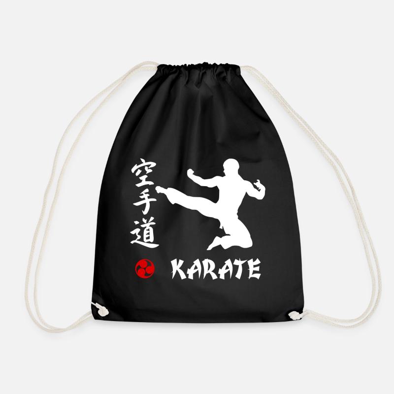 Karate white - Drawstring Bag - black