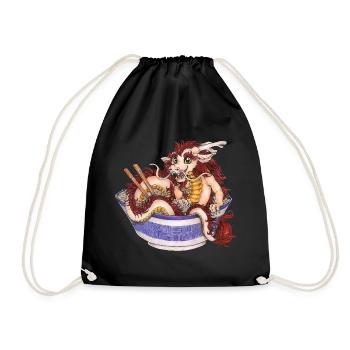Witziger Ramen Nudel Drache Essen Japan Geschenk - Turnbeutel - Schwarz - Vorne