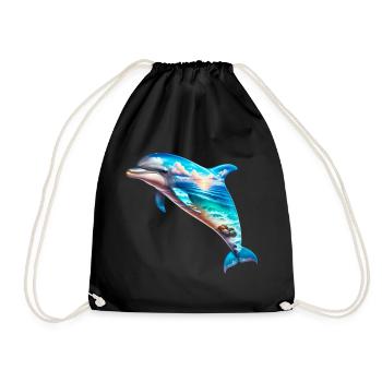 Dolphin - Drawstring Bag - black - Front