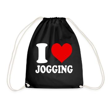 Ich liebe Joggen Laufen Laufen Cardio Herz Lustig - Turnbeutel - Schwarz - Vorne