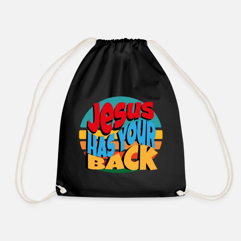 Jesus has Ur Back - Drawstring Bag - black