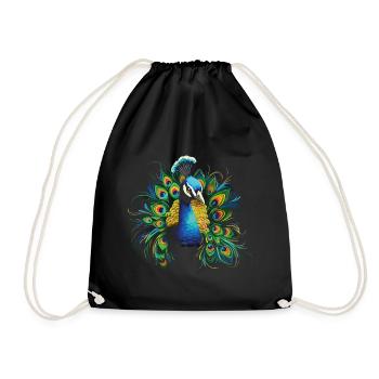 Paon Paon Plume Exotique Coloré Coloré Art - Sac de sport léger - noir - Devant