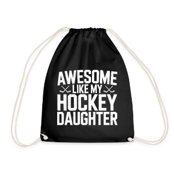 Genial wie meine Tochter Papa Hockey - Turnbeutel - Schwarz - Vorne
