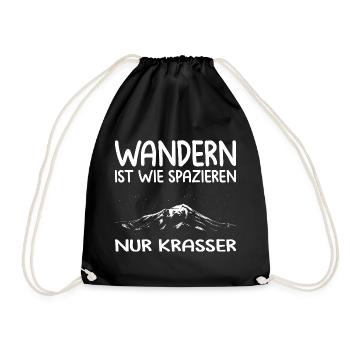 Wandern Sprüche Wanderer Wanderoutfits - Turnbeutel - Schwarz - Vorne