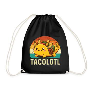 Tacolotl Cute Axolotl Taco Mashup - Drawstring Bag - black - Front