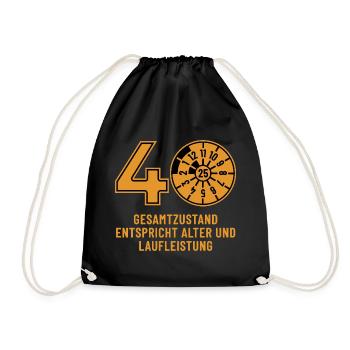 HU November 2025 - 40 Jahre - Geburtstag Geschenk - Turnbeutel - Schwarz - Vorne