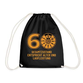 HU Dezember 2025 - 60 Jahre - Geburtstag Geschenk - Turnbeutel - Schwarz - Vorne