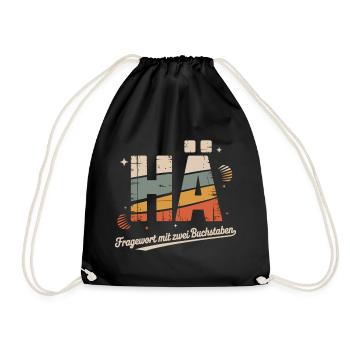 HÄ? Lustiges Retro Shirt mit Kult-Spruch - Turnbeutel - Schwarz - Vorne