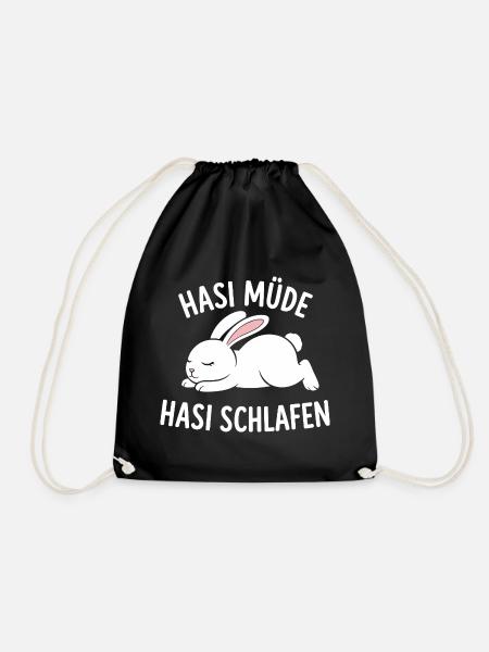 Hasi Müde Hasi Schlafen Niedlicher Hase - Turnbeutel - Schwarz