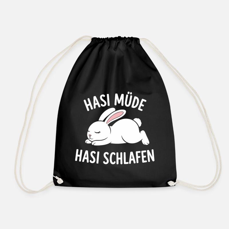 Hasi Müde Hasi Schlafen Niedlicher Hase - Turnbeutel - Schwarz