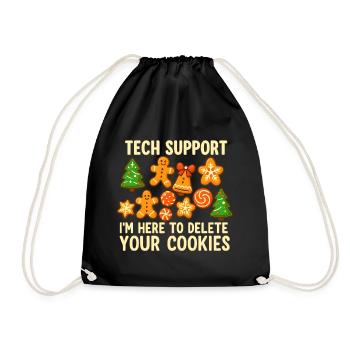 Technischer Support Cookie Weihnachten Meme - Turnbeutel - Schwarz - Vorne