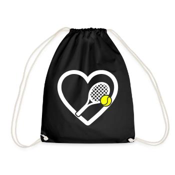 Tennis Heart Racket Ball Sport Passion - Drawstring Bag - black - Front